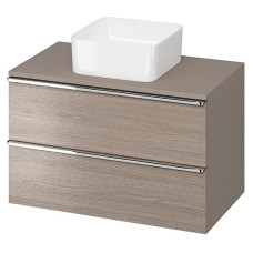 Шафка VIRGO 80 під раковину зі стільницею (ручки хром), сіра (S522-030)