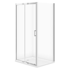 Душ штора BASIC 100х80х185 прямокутка, проф хром, скло прозоре (S158-006)
