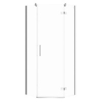 Душ штора JOTA 80х80х195, п*ятикутова, розп. двері,права,скло прозоре, проф хром (S160-009)