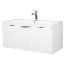 Шафка FABIO+умивальник FABIO 100 см, консольна ручка, білий мат, хром (30969)