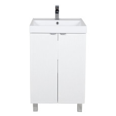 Шафка FABIO+умивальник FABIO 50 см, напольна ручка білий мат, хром (30971)