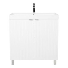 Шафка FABIO+умивальник FABIO 80 см, напольна ручка білий мат, хром (30973)