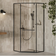 Душ. штора XPSHP3-90, пятикутна, transparent, профіль полір чорний (X3357030FZ1)