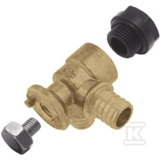 KAN Трійник фіксований кутовий Push, з короткою полімерною заглушкою 18x2,5/18x2,5 G1/2