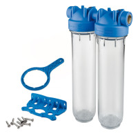 Atlas Filtri Фильтр-колбы DP DUO TS (прозрачные) Ø1/2″ OT (латунь) 20″ 45° 8 bar KIT (ZA1391301)