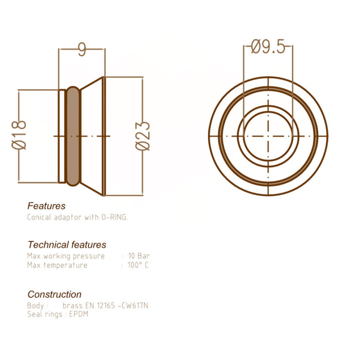 Конический вкладыш G 3/4″ (адаптер евроконус) Carlo Poletti Srl (A55300T)
