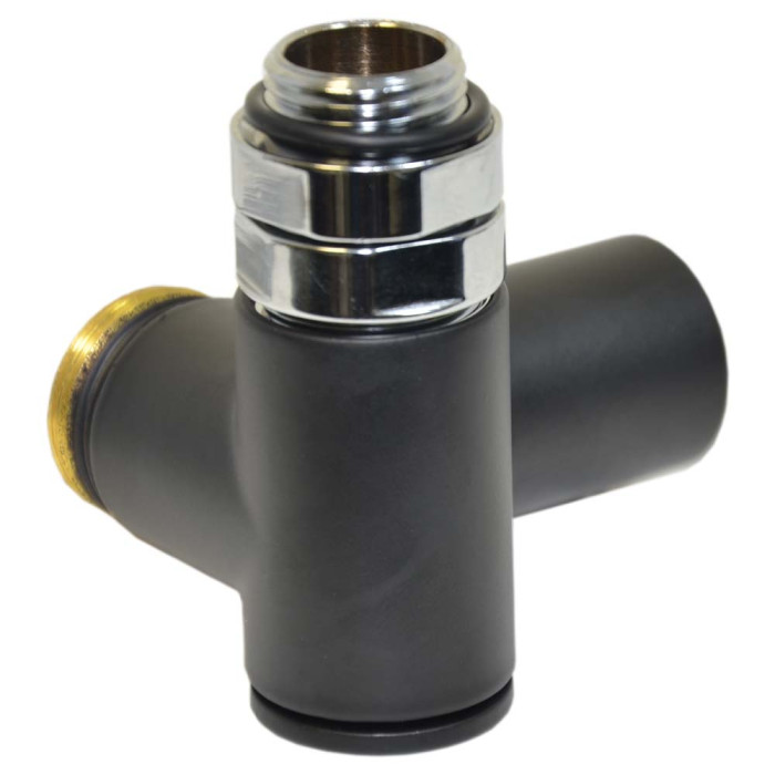 Кран радіаторний трьохосьовий BLACK MATTE Ø1/2″x3/4″ SX (лівий) COMBI CORNER (підкл. тену) Carlo Poletti Srl (V110112E9005OSX)