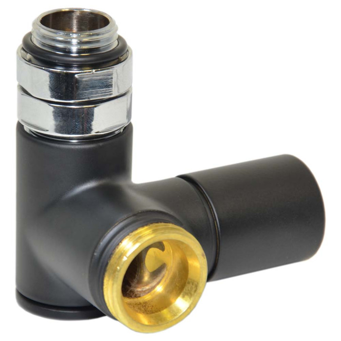 Кран радиаторный трехосевой BLACK MATTE Ø1/2″x3/4″ SX (правый) COMBI CORNER (подкл. тену) Carlo Poletti Srl (V110112E9005ODX)