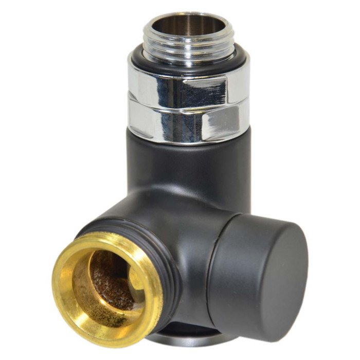 Кран відсікаючий трьохосьовий BLACK MATTE Ø1/2″x3/4″ DX (правий) COMBI CORNER (підкл. тену) Carlo Poletti Srl (V110212E9005ODX)