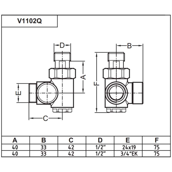 Кран відсікаючий трьохосьовий BLACK MATTE Ø1/2″x3/4″ DX (правий) COMBI CORNER (підкл. тену) Carlo Poletti Srl (V110212E9005ODX)