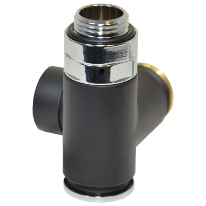 Кран відсікаючий трьохосьовий BLACK MATTE Ø1/2″x3/4″ DX (правий) COMBI CORNER (підкл. тену) Carlo Poletti Srl (V110212E9005ODX)