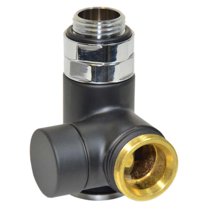 Кран отсекающий трехосевой BLACK MATTE Ø1/2″x3/4″ SX (левый) COMBI CORNER (подключение тена) Carlo Poletti Srl (V110212E9005OSX)