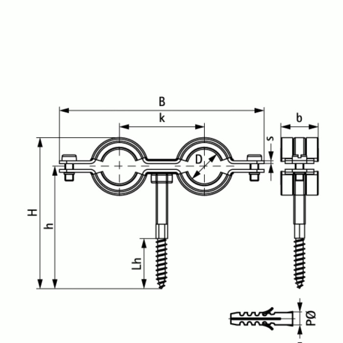 Подвійний хомут Walraven BIS Cobra з epdm з дюбелем, d 25-29 мм 0802129