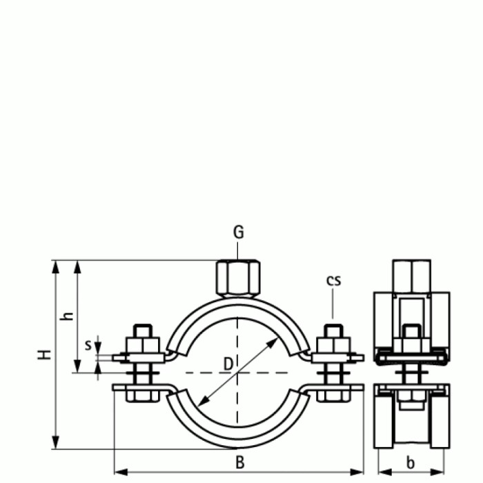 Хомут для великих навантажень Walraven із вкладишем EPDM HD1501 М8/10, 59-64 мм 33138064