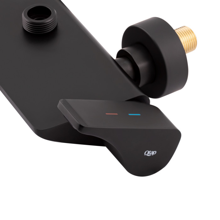Система душа универсальная Qtap Sloup на три потребителя (с изливом) с полкой QTSL51105OGB черного матового цвета