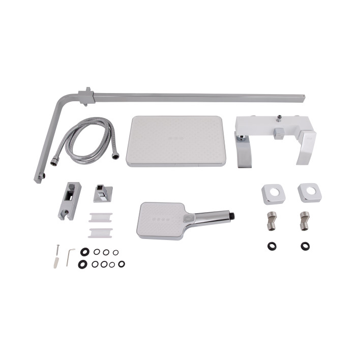 Душова система універсальна Qtap Swan Cascada на три споживача (з виливом) QTSWA111CRW45570 Chrome/White