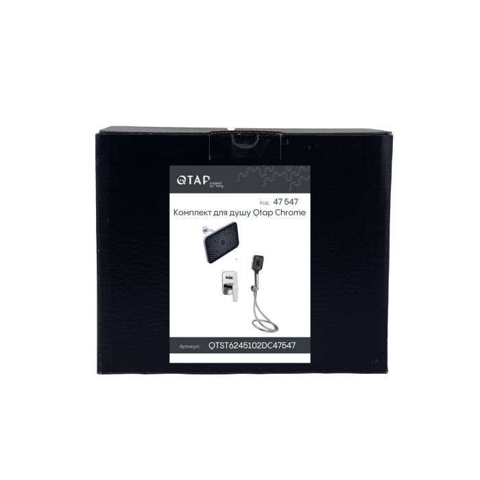 Комплект для душу Qtap Stenava Chrome: Змішувач QTST6245102DC + Лійки (QTRUC125CRM45954,QTHLA107CRM45784) + Шланг QTHADPVC200C + QTCRMBH130