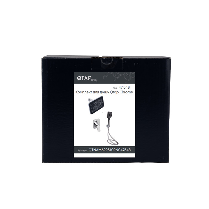 Комплект для душу Qtap Namesti Chrome: Змішувач QTNAM6225102NC + Лійки (QTRUC125CRM45954,QTHLA107CRM45784) + Шланг QTHADPVC200C + QTCRMBH130