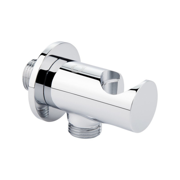 Подключение с держателем для шланга Qtap Spojeni круглое QTCRMBH030 Chrome
