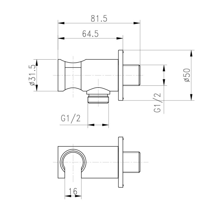 Подключение с держателем для шланга Qtap Spojeni круглое QTCRMBH030 Chrome