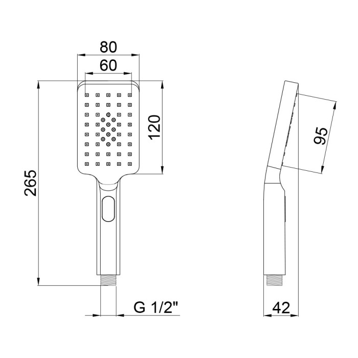 Лейка для ручного душа Qtap Rucni 120х80 мм прямоугольная QTRUCA121N3KCC Хром