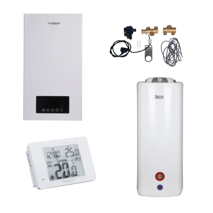 Комплексне рішення Thermo Alliance для котельні: електричний котел 6 кВт + комплект підключення бойлера + комбінований підлоговий водонагрівач 100 л (TA149DCN647208)