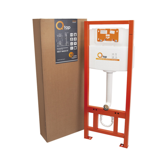 Установка для унитаза 4 в 1 Qtap Nest ST с квадратной панелью смыва (QT0133M425M06028CRM)