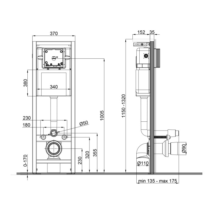 Установка для унитаза Qtap Nest Uni (QT0233M370)