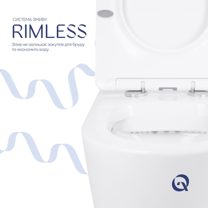 Готове рішення Qtap для ванної кімнати: Унітаз напольний Swan Rimless QT16223178W + інсталяція QT0122490S+ клавіша QT0111M08V1384W