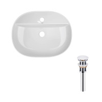 Qtap Комплект Scorpio: Раковина накладна овальна 505x385x120 мм White + Донний клапан PU02