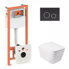 Установка для унитаза 3 в 1 Qtap Nest + унитаз с сиденьем, с панелью смыва (QT05335170W0133M425M11V1146MB)