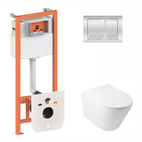 Qtap Інсталяція для унітазу 3 в 1 Nest + унітаз із сидінням Swan з панеллю змиву (QT16335178W0133M425M06028CRM)