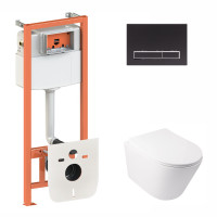 Qtap Інсталяція для унітазу 3 в 1 Nest + унітаз із сидінням Swan з панеллю змиву (QT16335178W0133M425M08V1091MB)