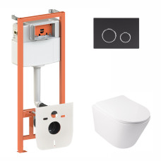 Установка для унитаза 3 в 1 Qtap Nest + унитаз с сиденьем Qtap Swan с панелью смыва (QT16335178W0133M425M11V1146MB)