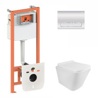 Qtap Інсталяція для унітазу 3 в 1 Nest + унітаз з сидінням, з панеллю змиву (QT1733052ERW0133M425M08381CRM)