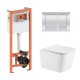 Комплект: Qtap Crow Ultra Quiet унитаз подвесной QT05335171W + Nest комплект инсталляции 4в1 (квадратная клавиша Chrome) QT0133M425 + M06028CRM