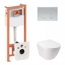Установка для унитаза 4 в 1 Qtap Nest + унитаз с сиденьем Qtap Jay Ultra Quiet, с панелью смыва (QT07335177W45138)