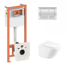 Установка для унитаза 4 в 1 Qtap Nest + унитаз с сиденьем Qtap Robin Ultra Quiet, с панелью смыва (QT1333046EUQW45142)