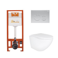 Установка для унитаза 4 в 1 Qtap Nest + унитаз с сиденьем Qtap Robin Ultra Quiet, с панелью смыва (QT1333046EUQW45145)
