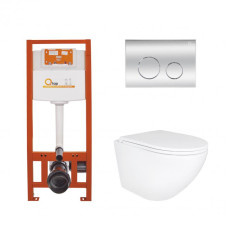 Установка для унитаза 4 в 1 Qtap Nest + унитаз с сиденьем Qtap Robin Ultra Quiet, с панелью смыва (QT1333046EUQW45146)
