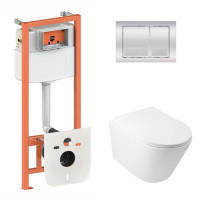 Qtap Інсталяція для унітазу 4 в 1 Nest + унітаз із сидінням Swan Ultra Quiet, з панеллю змиву (QT16335179W45148)