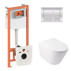 Установка для унитаза 4 в 1 Qtap Nest + унитаз с сиденьем Qtap Swan Ultra Quiet, с панелью смыва (QT16335179W45148)