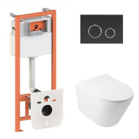 Qtap Інсталяція для унітазу 4 в 1 Nest + унітаз із сидінням Swan Ultra Quiet, з панеллю змиву (QT16335179W45150)