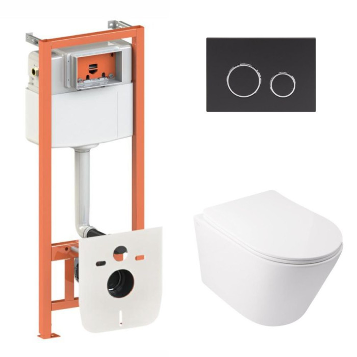 Установка для унитаза 4 в 1 Qtap Nest + унитаз с сиденьем Qtap Swan Ultra Quiet, с панелью смыва (QT16335179W45150)