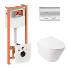 Установка для унитаза 4 в 1 Qtap Nest + унитаз с сиденьем Qtap Swan Ultra Quiet, с панелью смыва (QT16335179W45151)