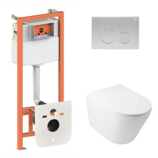 Установка для унитаза 4 в 1 Qtap Nest + унитаз с сиденьем Qtap Swan Ultra Quiet, с панелью смыва (QT16335179W45152)