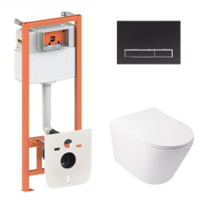 Установка для унитаза 4 в 1 Qtap Nest + унитаз с сиденьем Qtap Swan Ultra Quiet, с панелью смыва (QT16335179W45153)