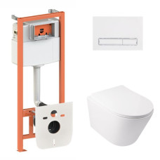 Установка для унитаза 4 в 1 Qtap Nest + унитаз с сиденьем Qtap Swan Ultra Quiet, с панелью смыва (QT16335179W45155)
