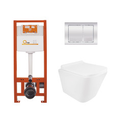 Установка для унитаза 4 в 1 Qtap Nest + унитаз с сиденьем Qtap Tern Ultra Quiet, с панелью смыва (QT1733052EUQW45156)