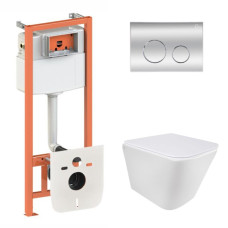 Установка для унитаза 4 в 1 Qtap Nest + унитаз с сиденьем Qtap Tern Ultra Quiet с панелью смыва (QT1733052EUQW45158)
